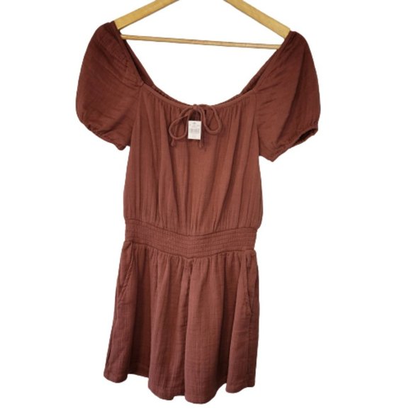 NWT Aerie Puff Sleeve Peasant Top Romper Size XS - Picture 3 of 11